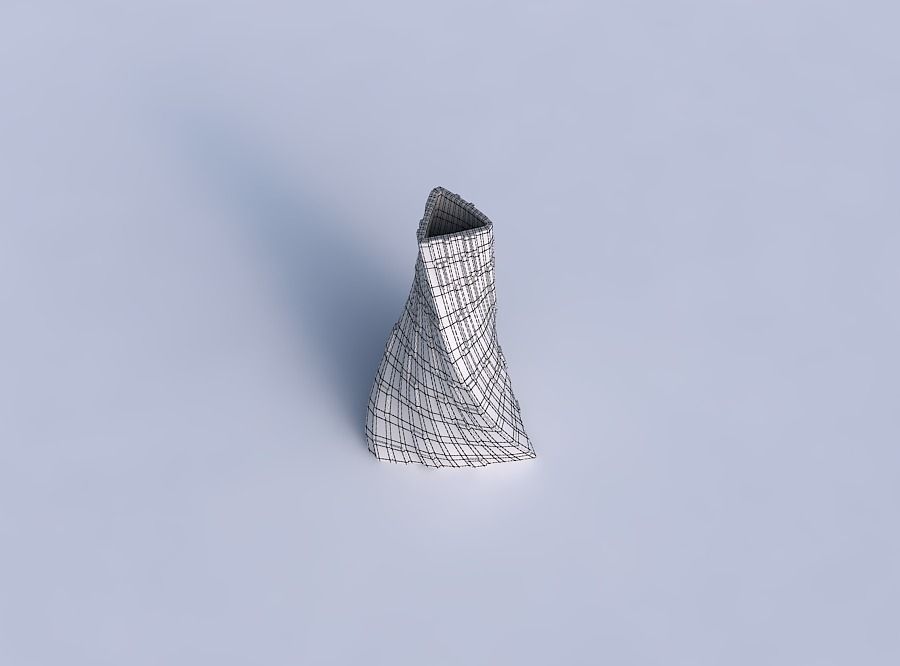 Vase twist tilted triangle with wavy scattered grid plates 3D print model_6