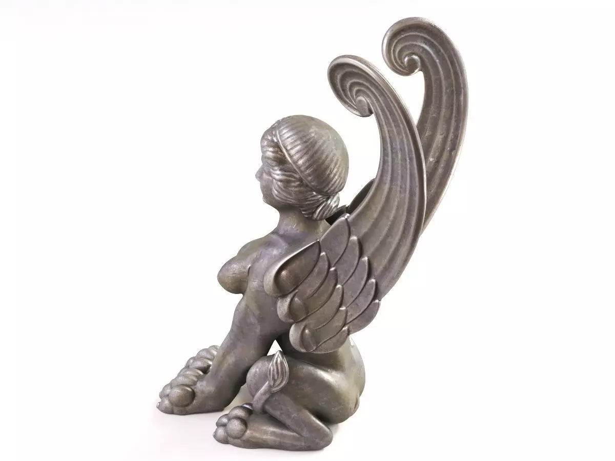 Sphinx Sculpture Low-poly 3D model_0