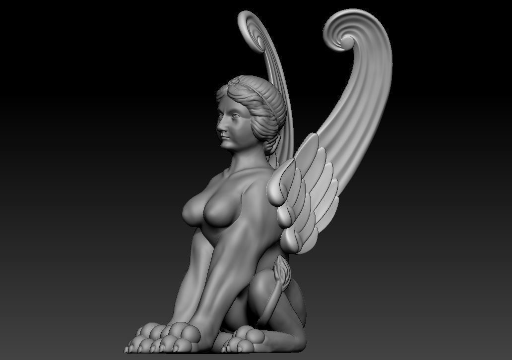 Sphinx Sculpture Low-poly 3D model_7