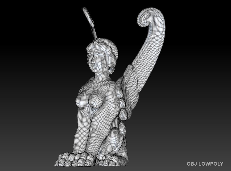 Sphinx Sculpture Low-poly 3D model_19