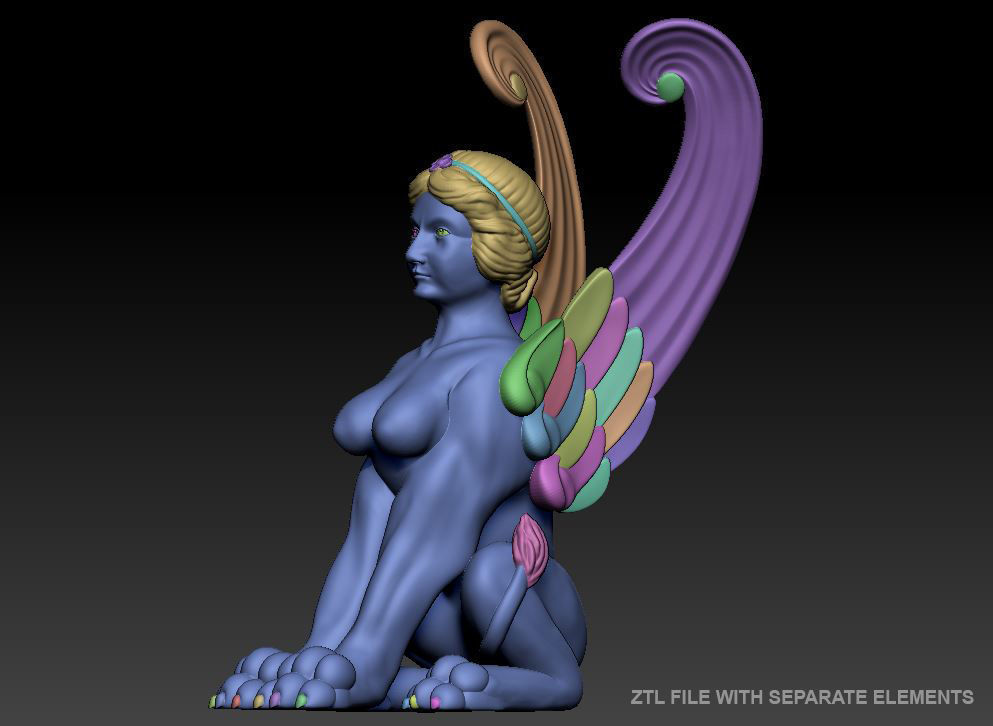 Sphinx Sculpture Low-poly 3D model_4