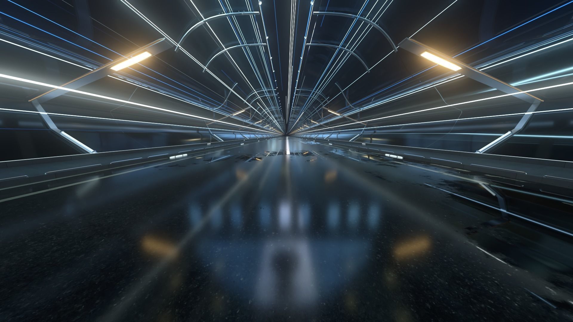 Light shuttle racing science fiction tunnel 3D model_1