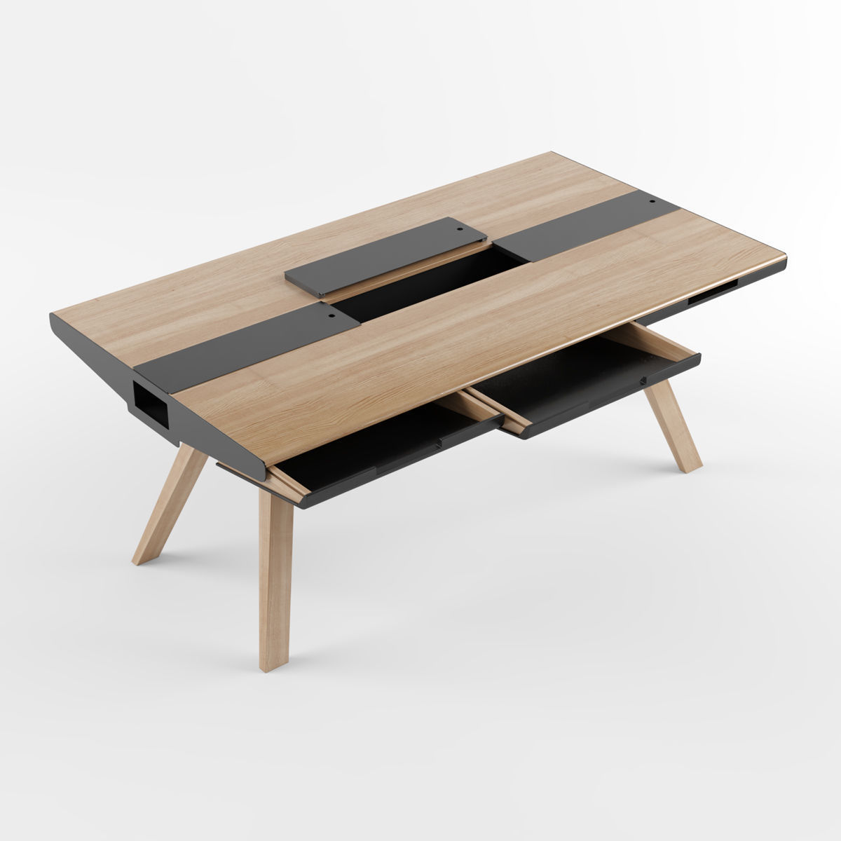 VOX Nature dining table with VOX Uni chair black 3D model_2