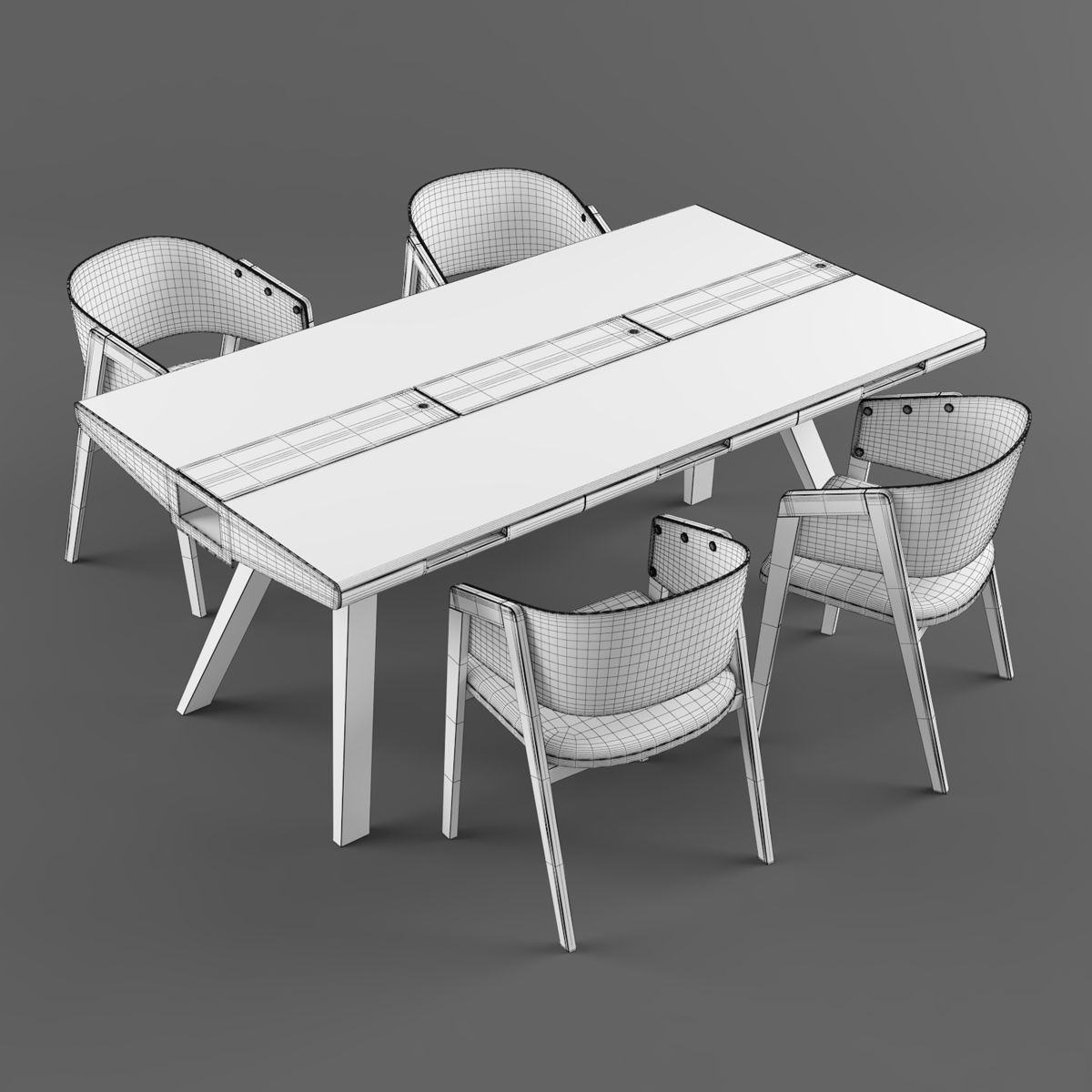 VOX Nature dining table with VOX Uni chair black 3D model_6