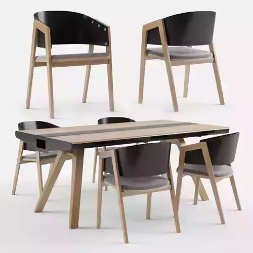 VOX Nature dining table with VOX Uni chair black
