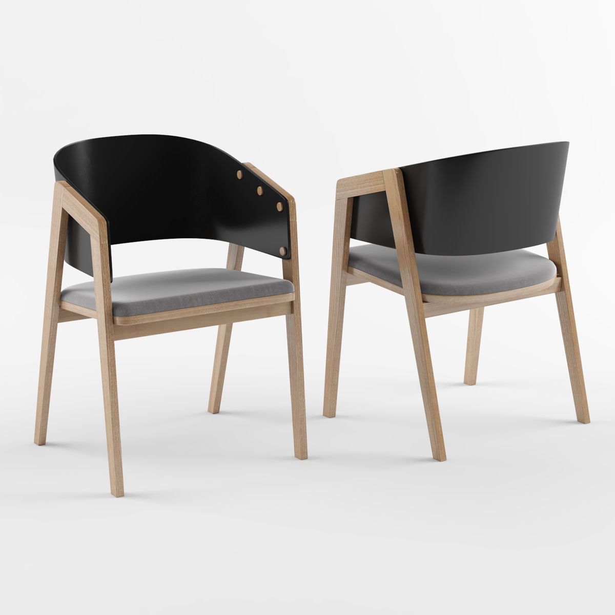 VOX Nature dining table with VOX Uni chair black 3D model_3