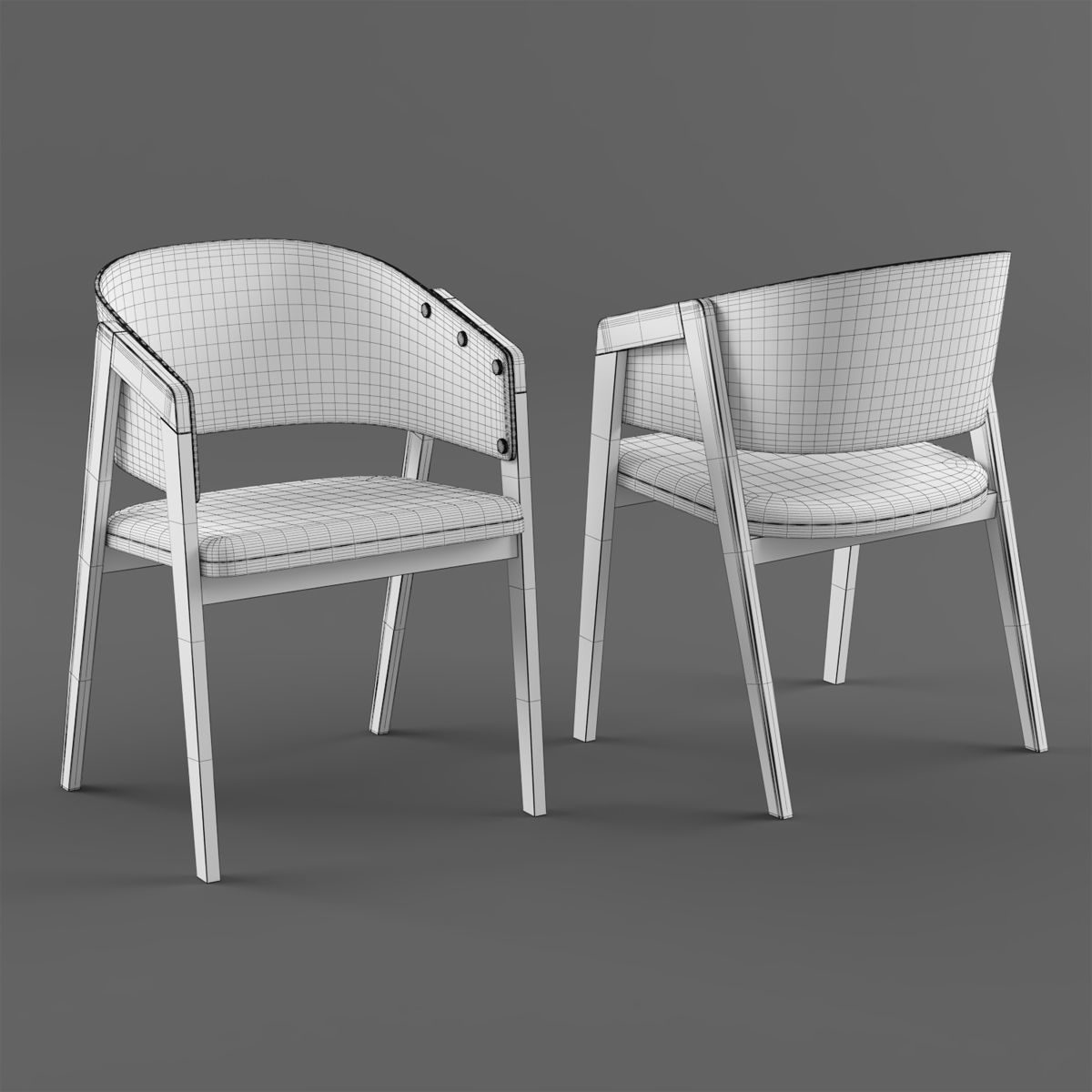 VOX Nature dining table with VOX Uni chair black 3D model_4