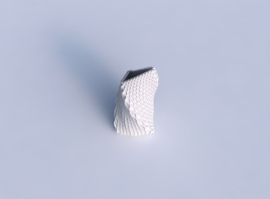 Vase twist tipped triangle with grid piramides 3D print model_1