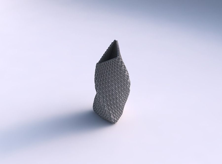 Vase twist tipped triangle with grid piramides 3D print model_5