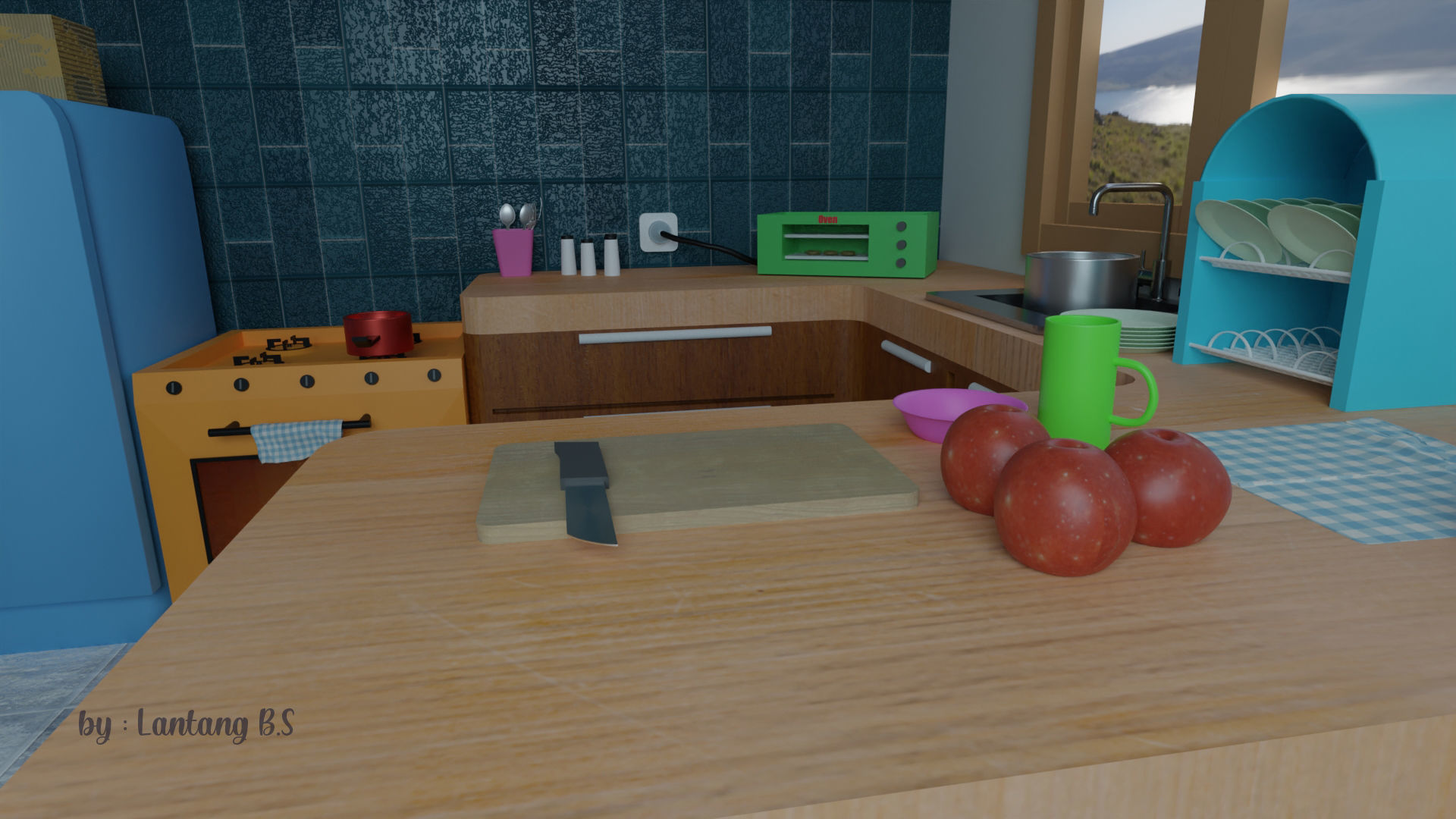 Kitchen lowPoly 3D model_2