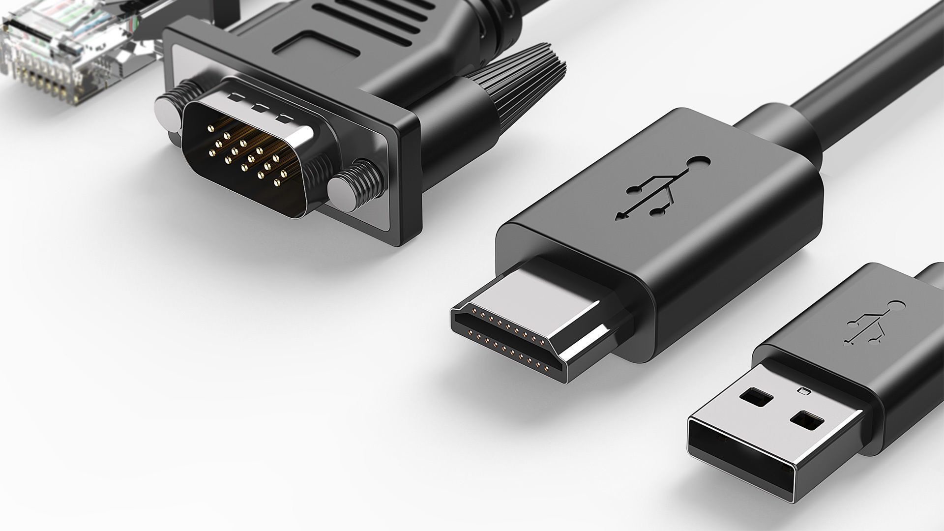 Network Cable Head SD Card Data Cable VGA HDMI Docking station 3D model_6