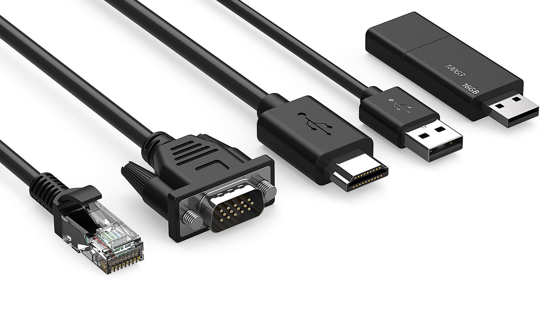 Network Cable Head SD Card Data Cable VGA HDMI Docking station 3D model_4