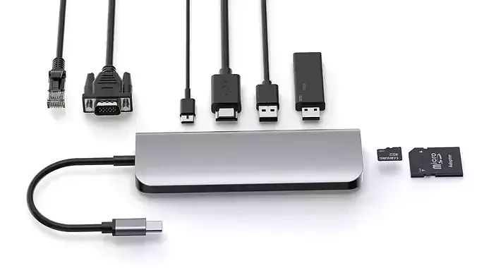  Network Cable Head SD Card Data Cable VGA HDMI Docking station 3D model