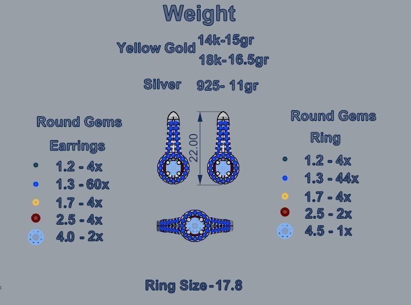 Ring and Earrings 74 3D print model_3