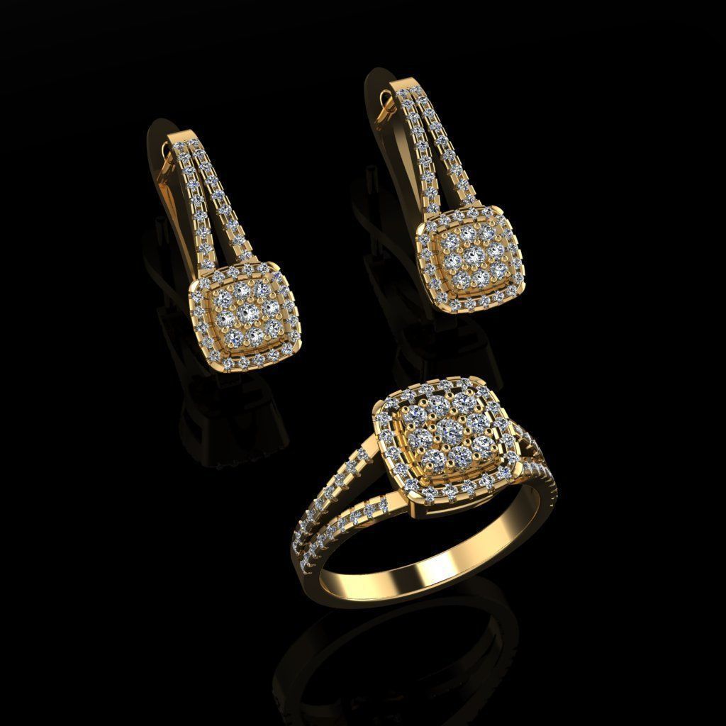Ring and Earrings 75 3D print model_2