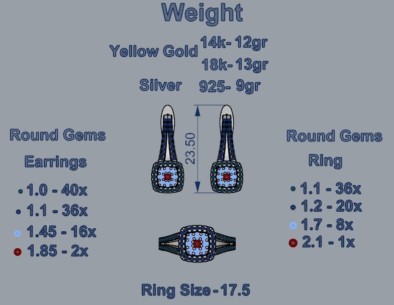 Ring and Earrings 75 3D print model_4