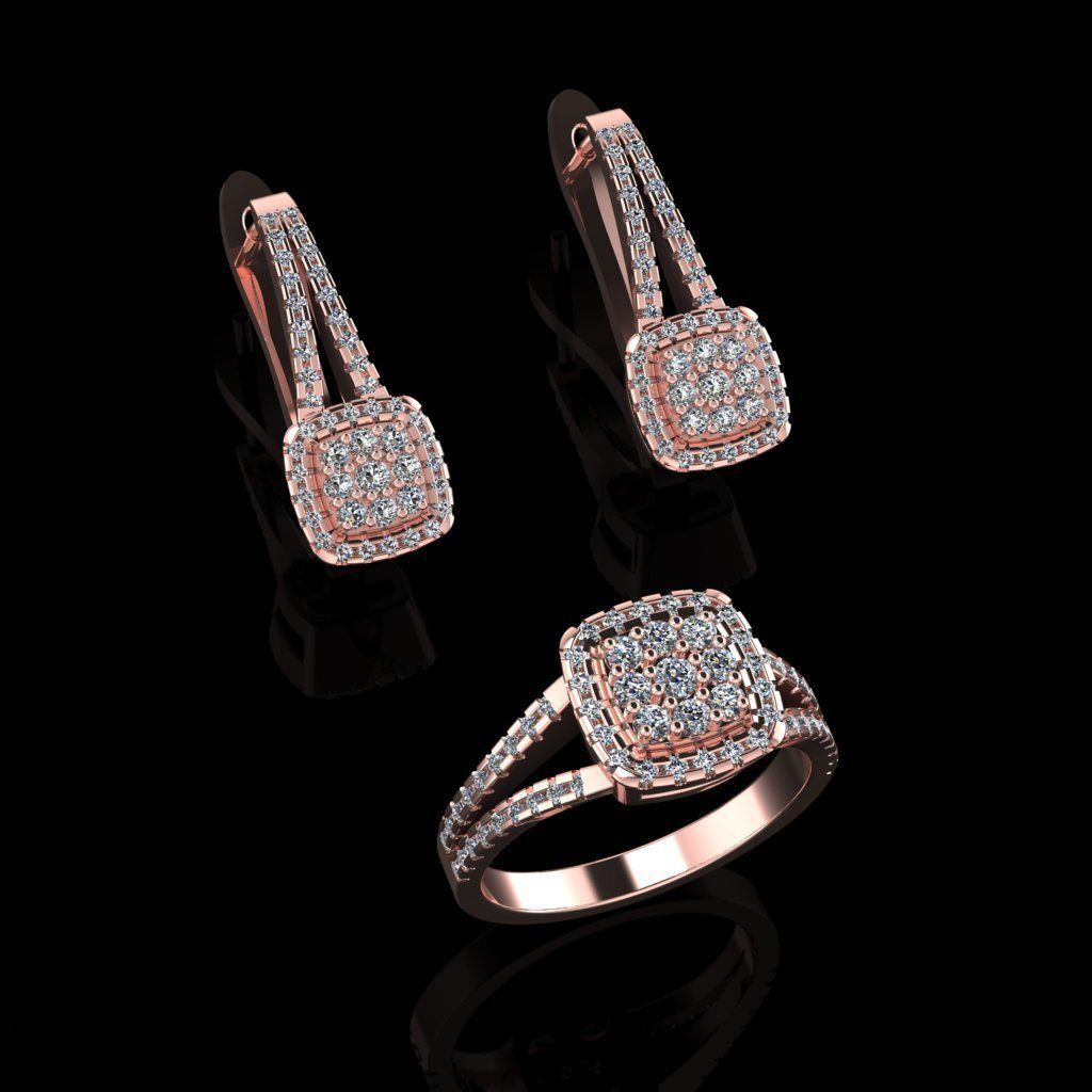 Ring and Earrings 75 3D print model_1