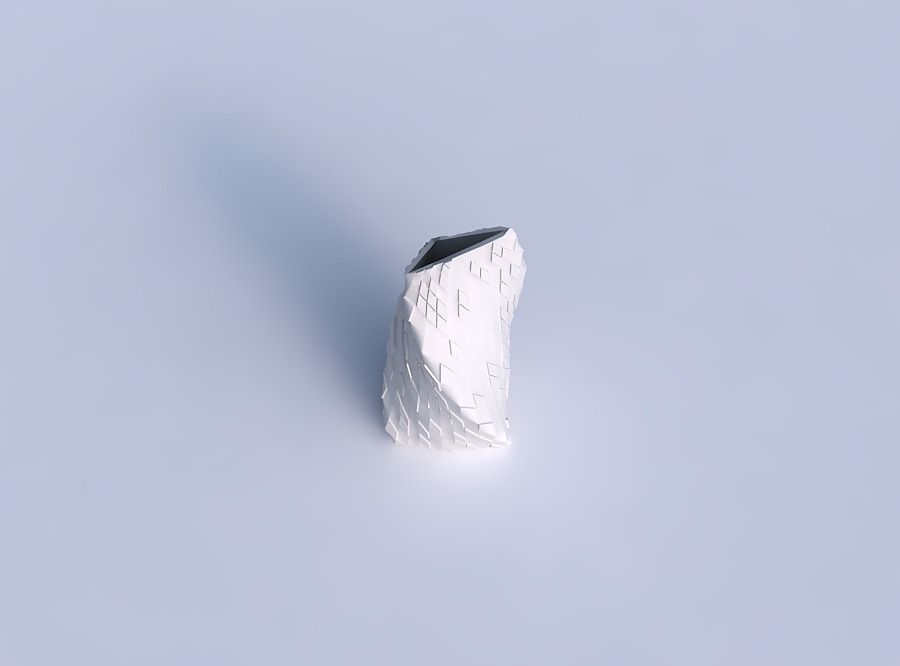 Vase twist tipped triangle with scattered diagonal grid plates 3D print model_1