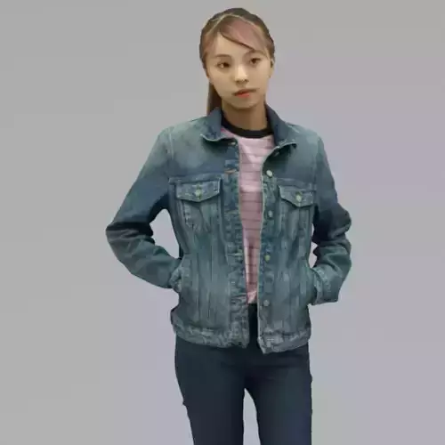 A Cool Young Woman Posing With Hands In Pockets In Half Body 