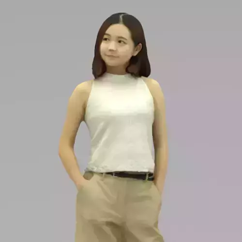 A Young Woman Posing With Hands in Pockets In Half Body