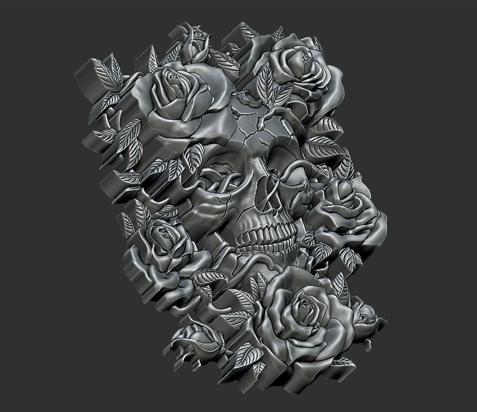 Skull Roses 3D print model_2