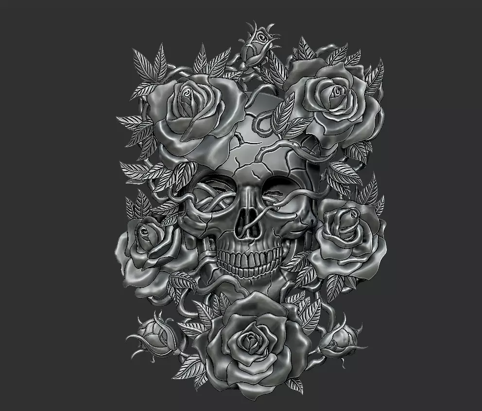 Skull Roses 3D print model_0