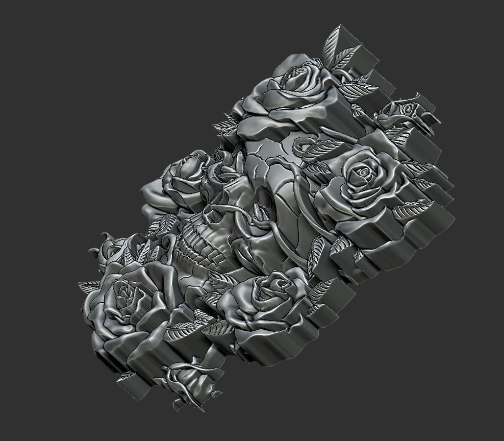 Skull Roses 3D print model_3