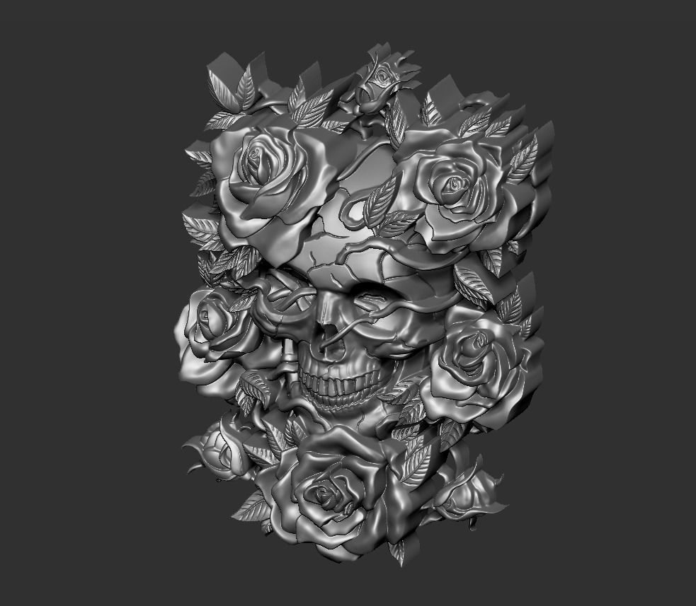 Skull Roses 3D print model_9