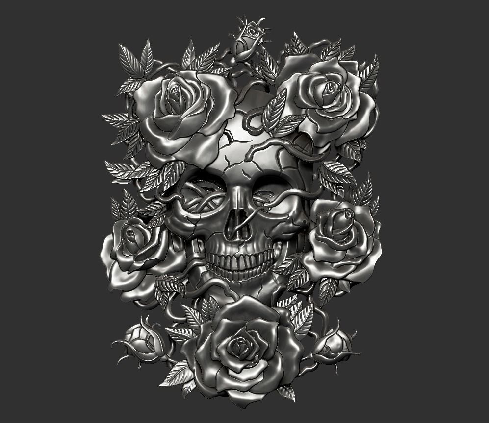 Skull Roses 3D print model_7