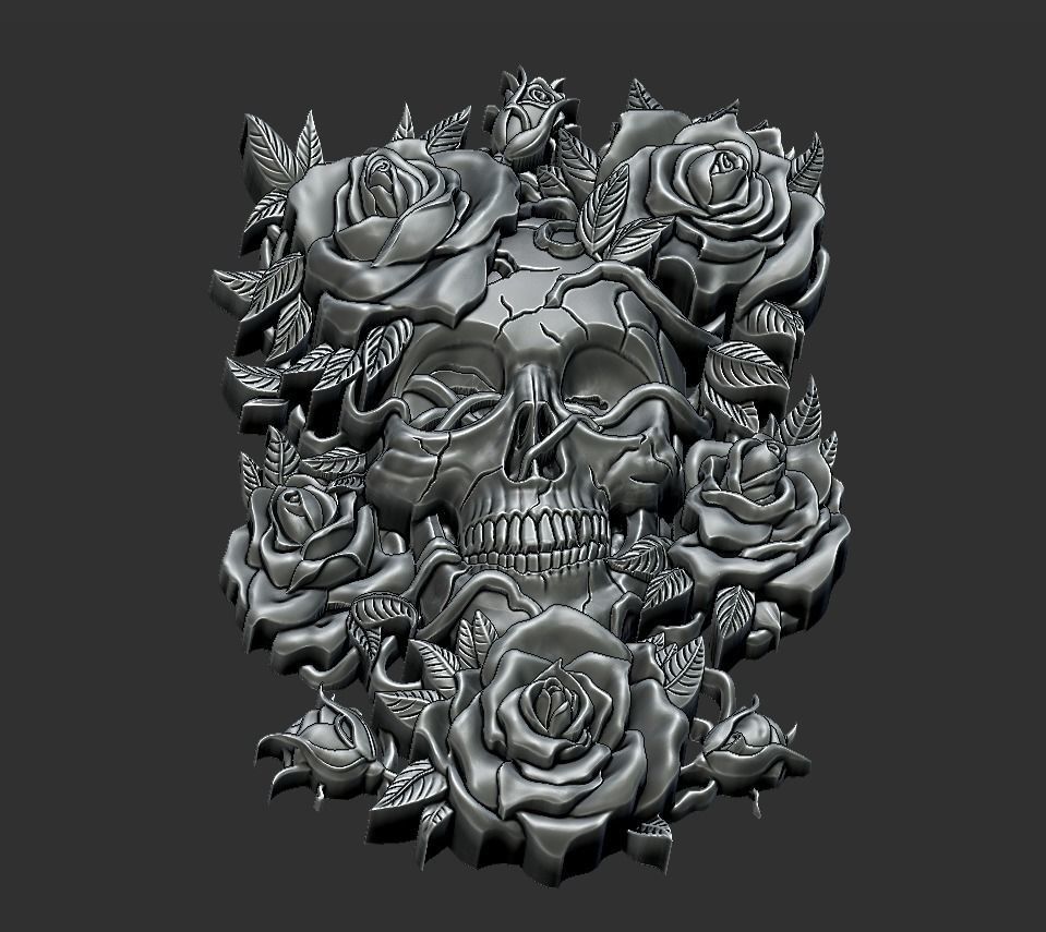Skull Roses 3D print model_5