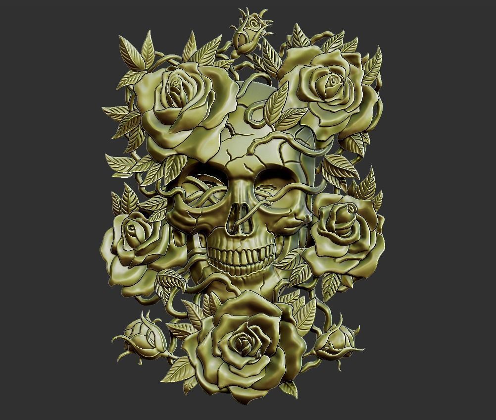 Skull Roses 3D print model_6