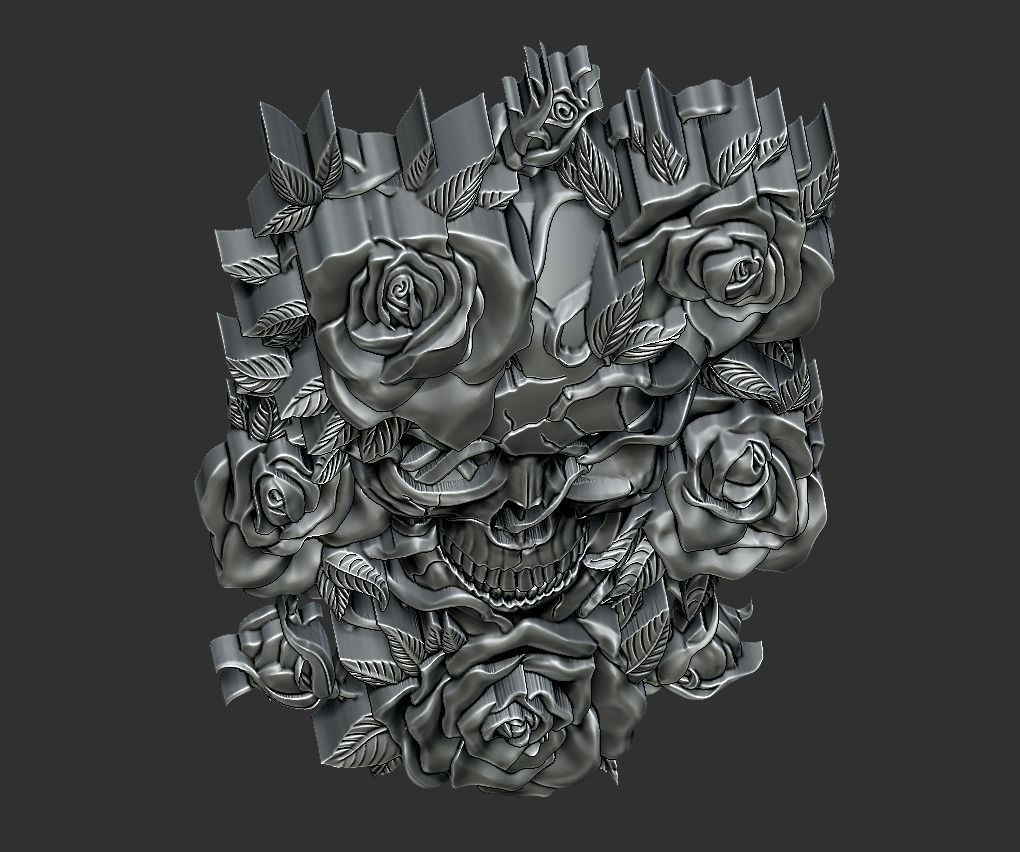 Skull Roses 3D print model_4