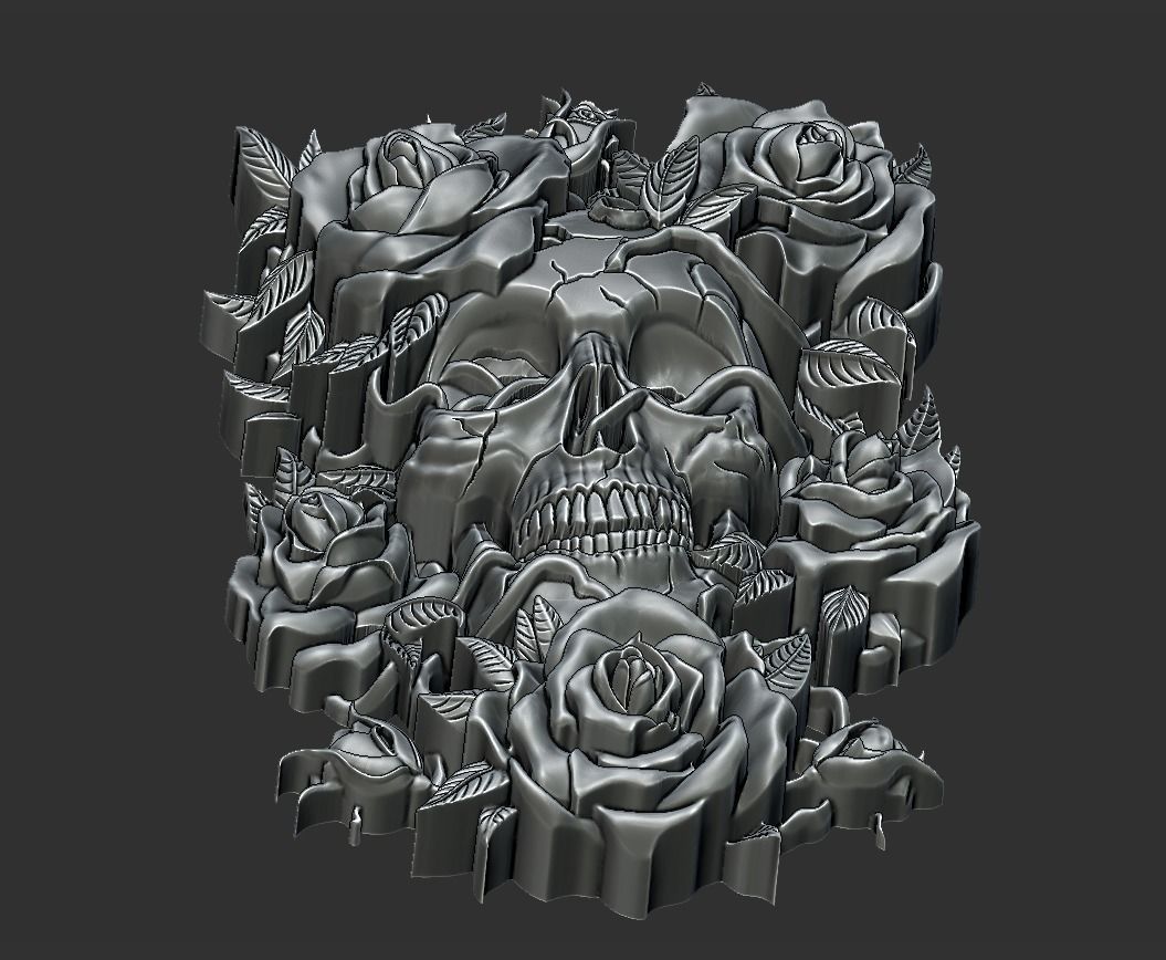 Skull Roses 3D print model_1
