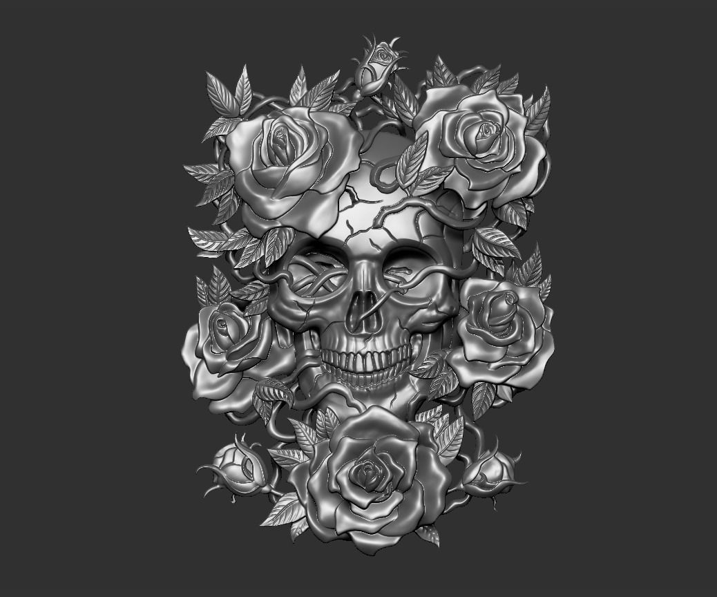 Skull Roses 3D print model_8