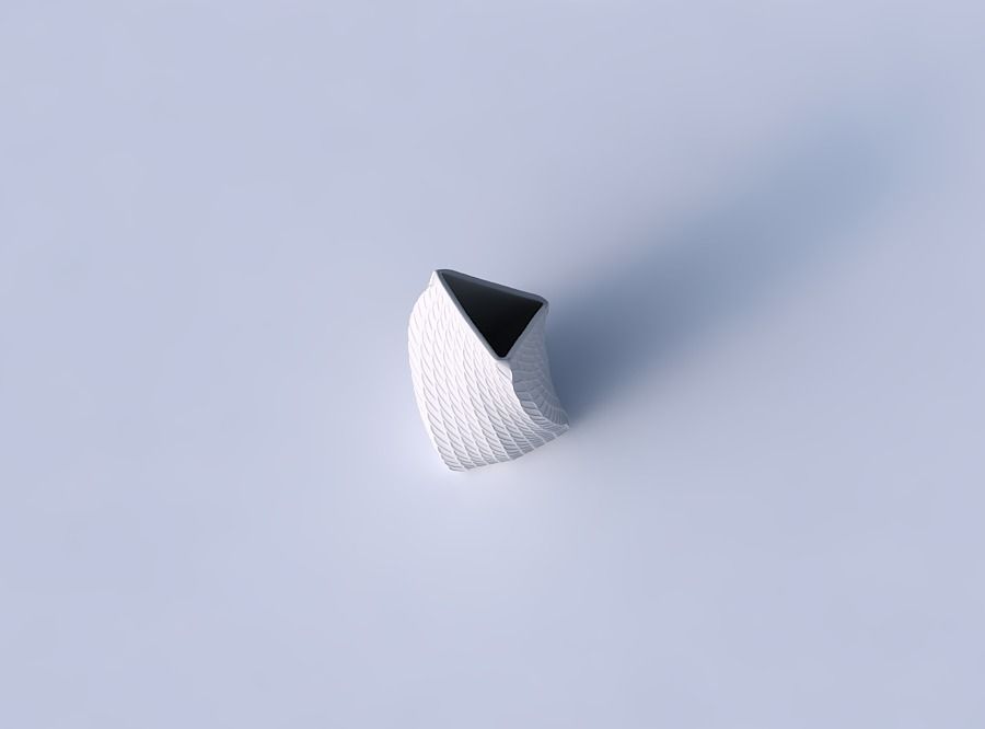 Vase twist tipped triangle with twisted diagonal grid dents 3D print model_2