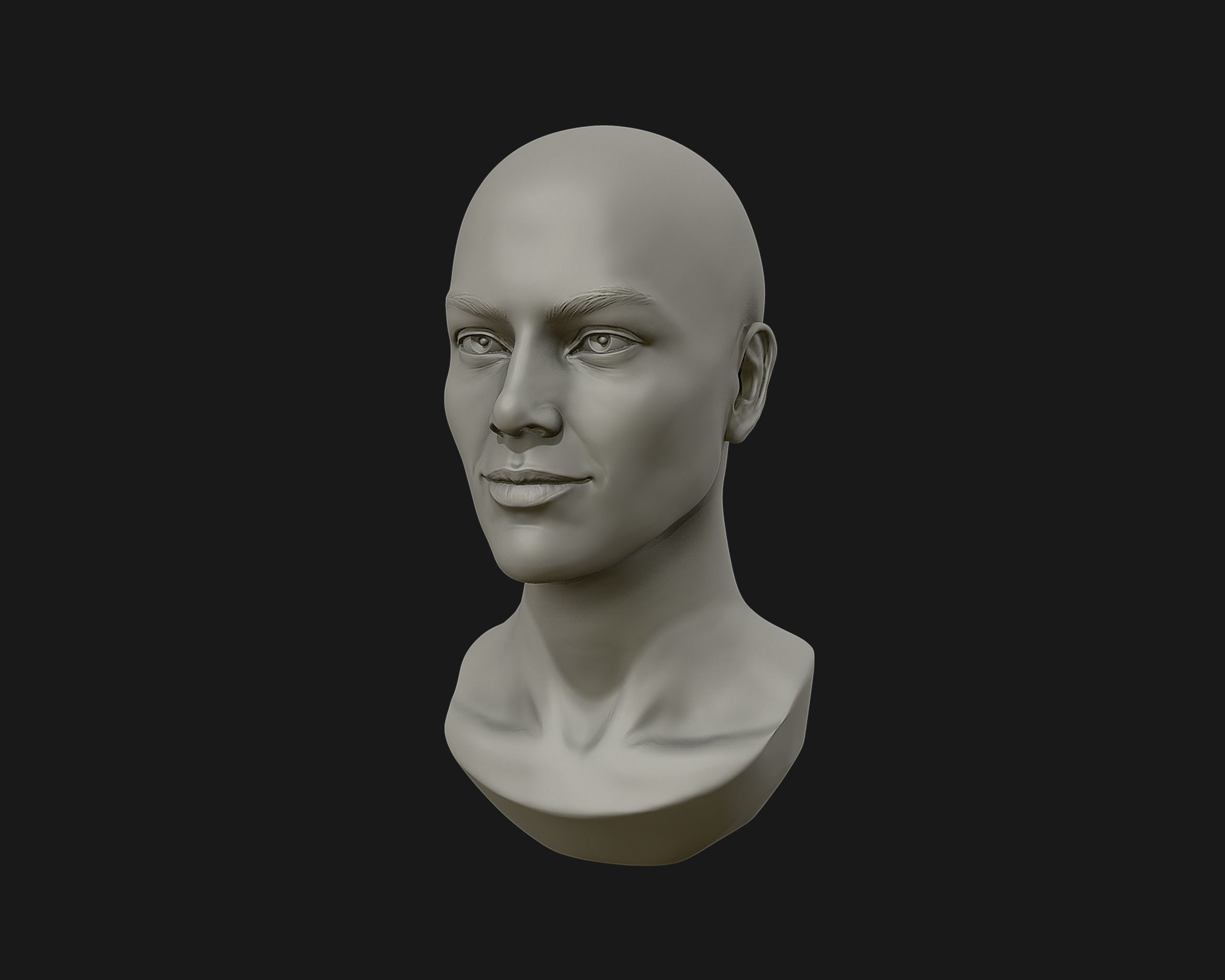 Female Head for sculpting 3D print model_4