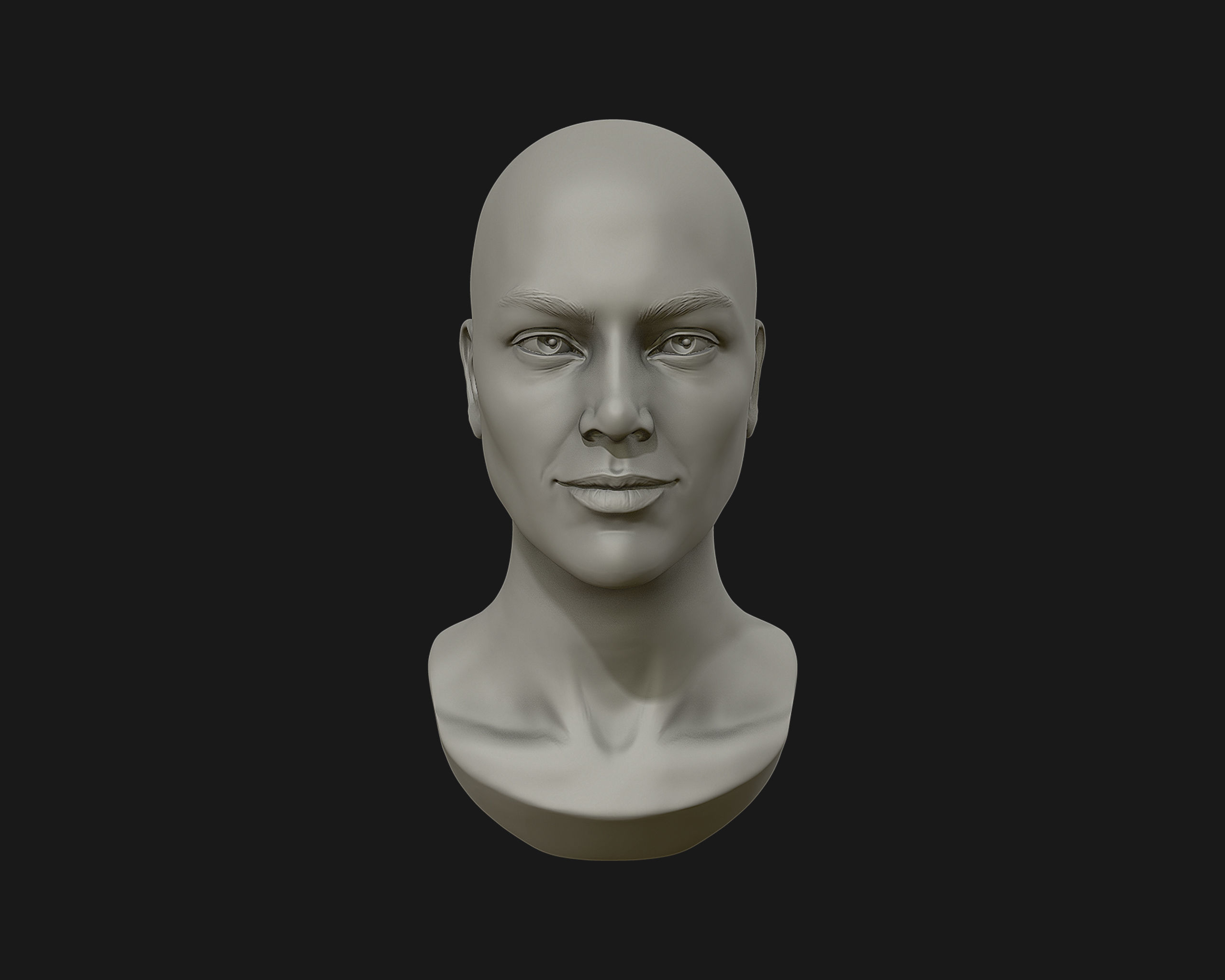 Female Head for sculpting 3D print model_3
