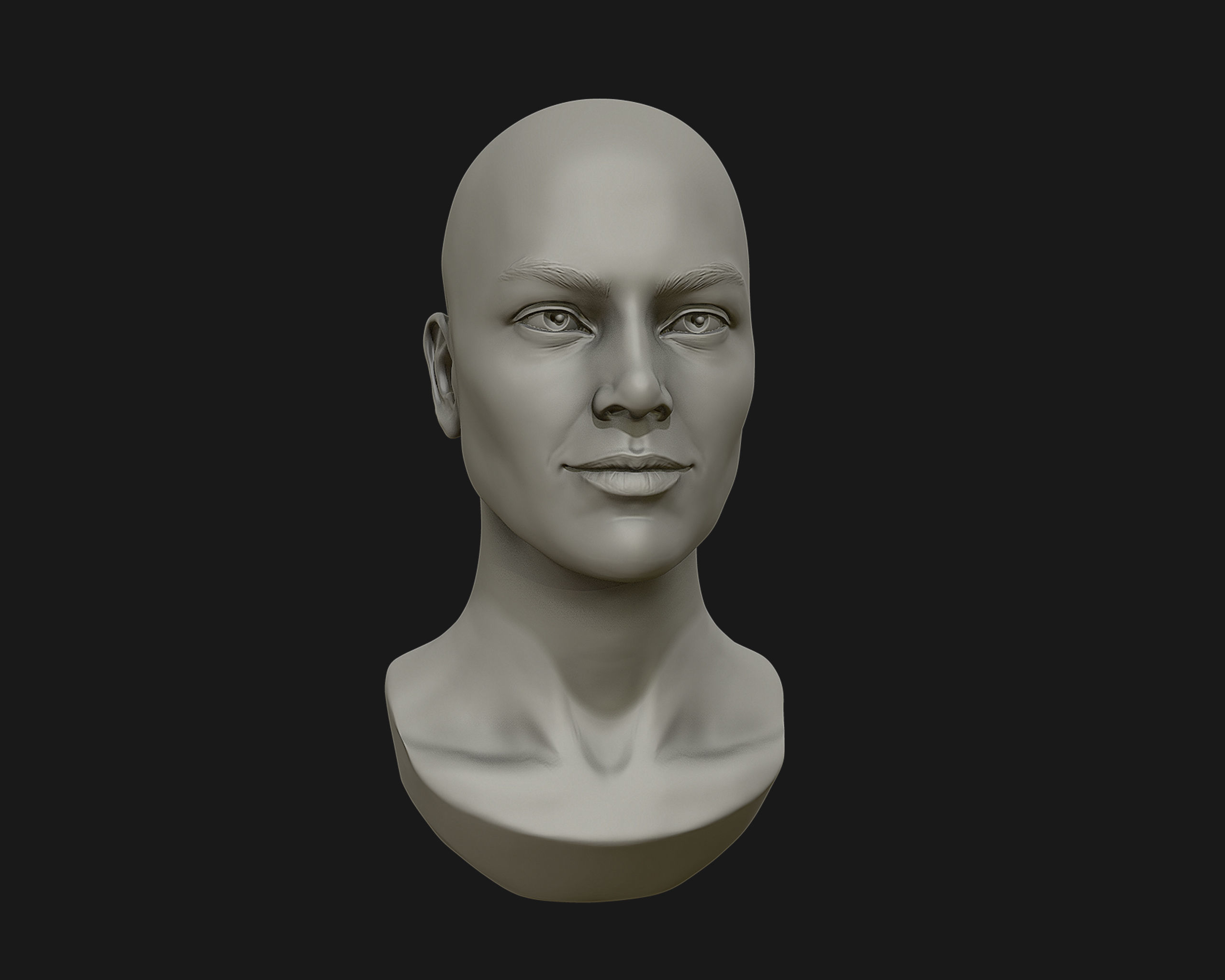 Female Head for sculpting 3D print model_14
