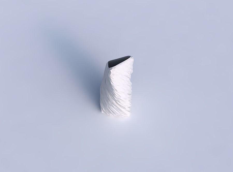 Vase twist tipped triangle with twisted rocky bulges 3D print model_1