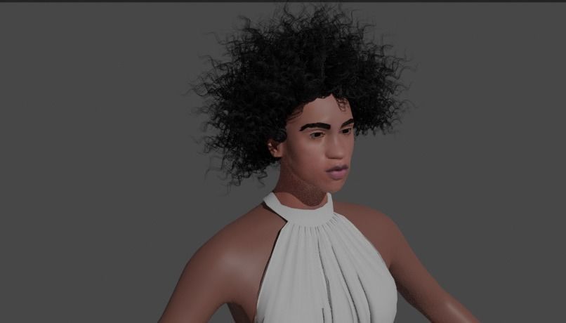 African girl Low-poly 3D model_2