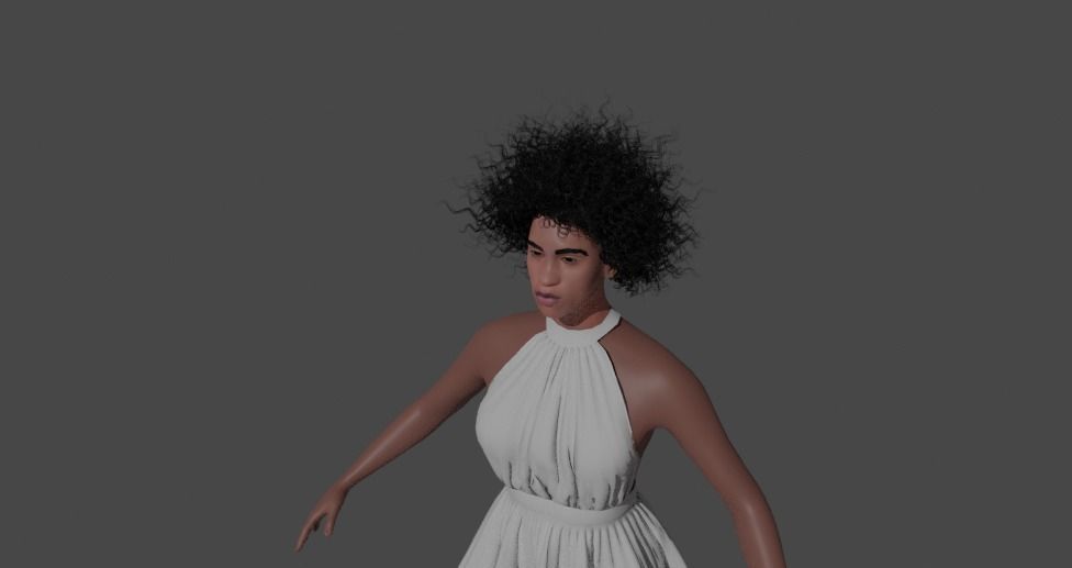 African girl Low-poly 3D model_4