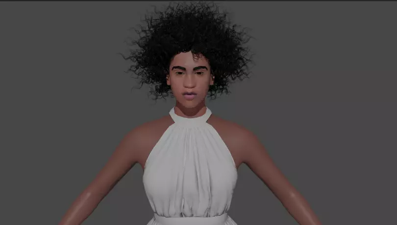 African girl Low-poly 3D model_0