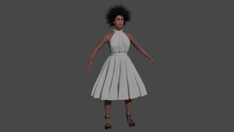African girl Low-poly 3D model_1