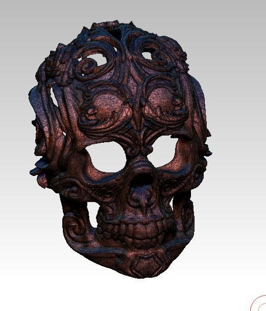 Carved Pattern Floral Modern Art Human Skull  3D print model_5