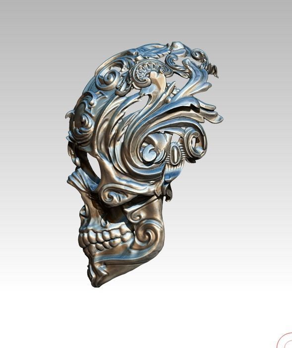 Carved Pattern Floral Modern Art Human Skull  3D print model_1