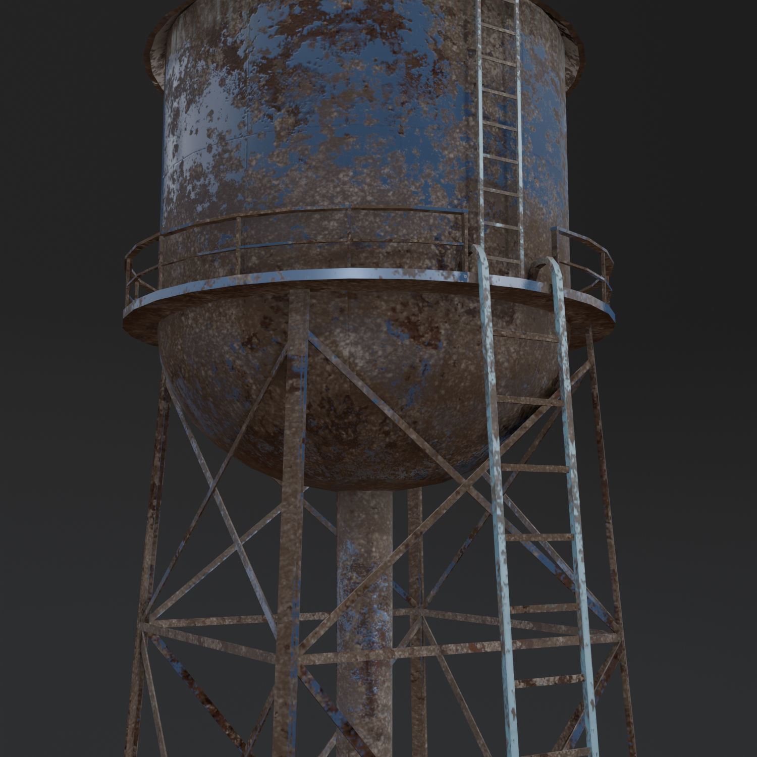 Old water tower Free low-poly 3D model_3