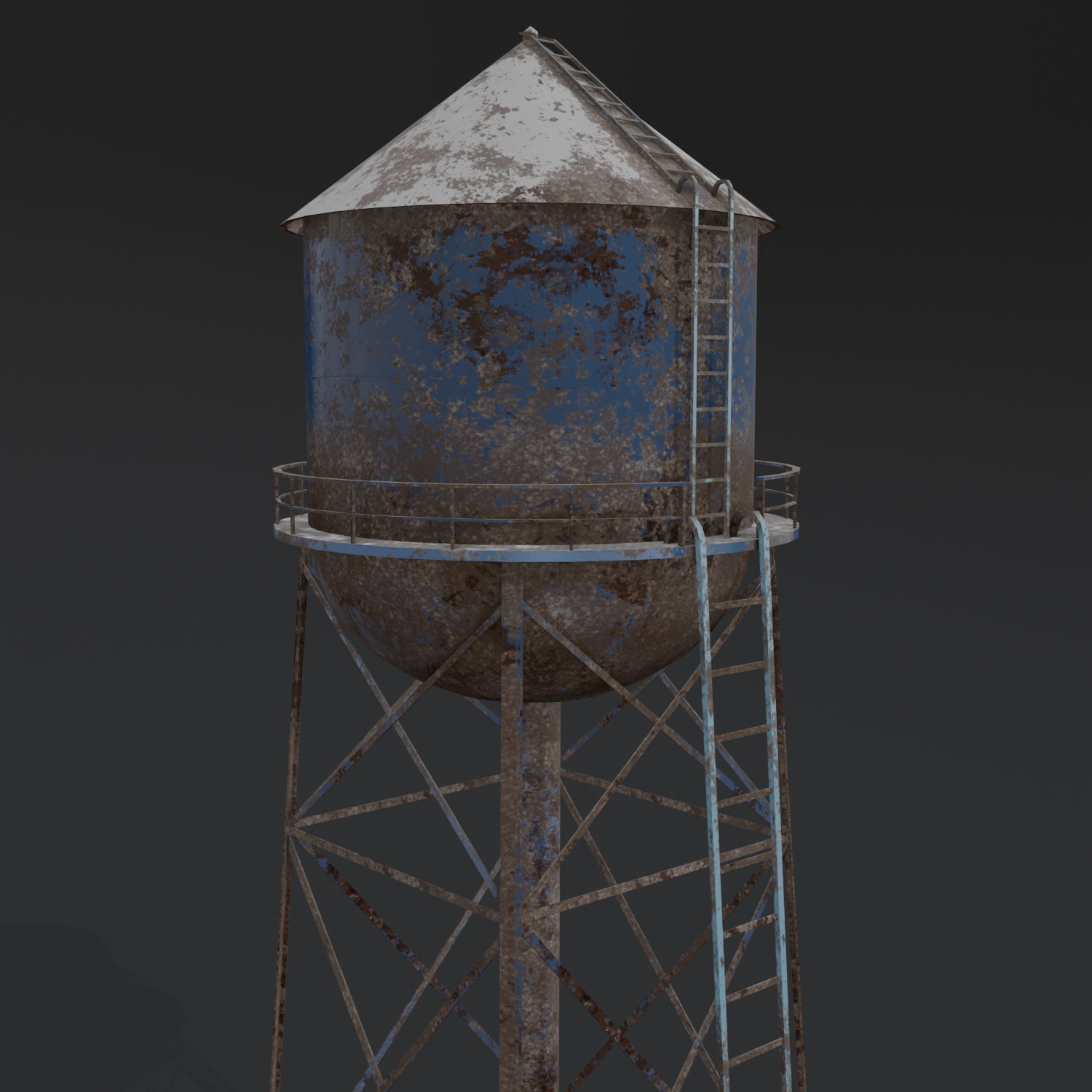 Old water tower Free low-poly 3D model_1
