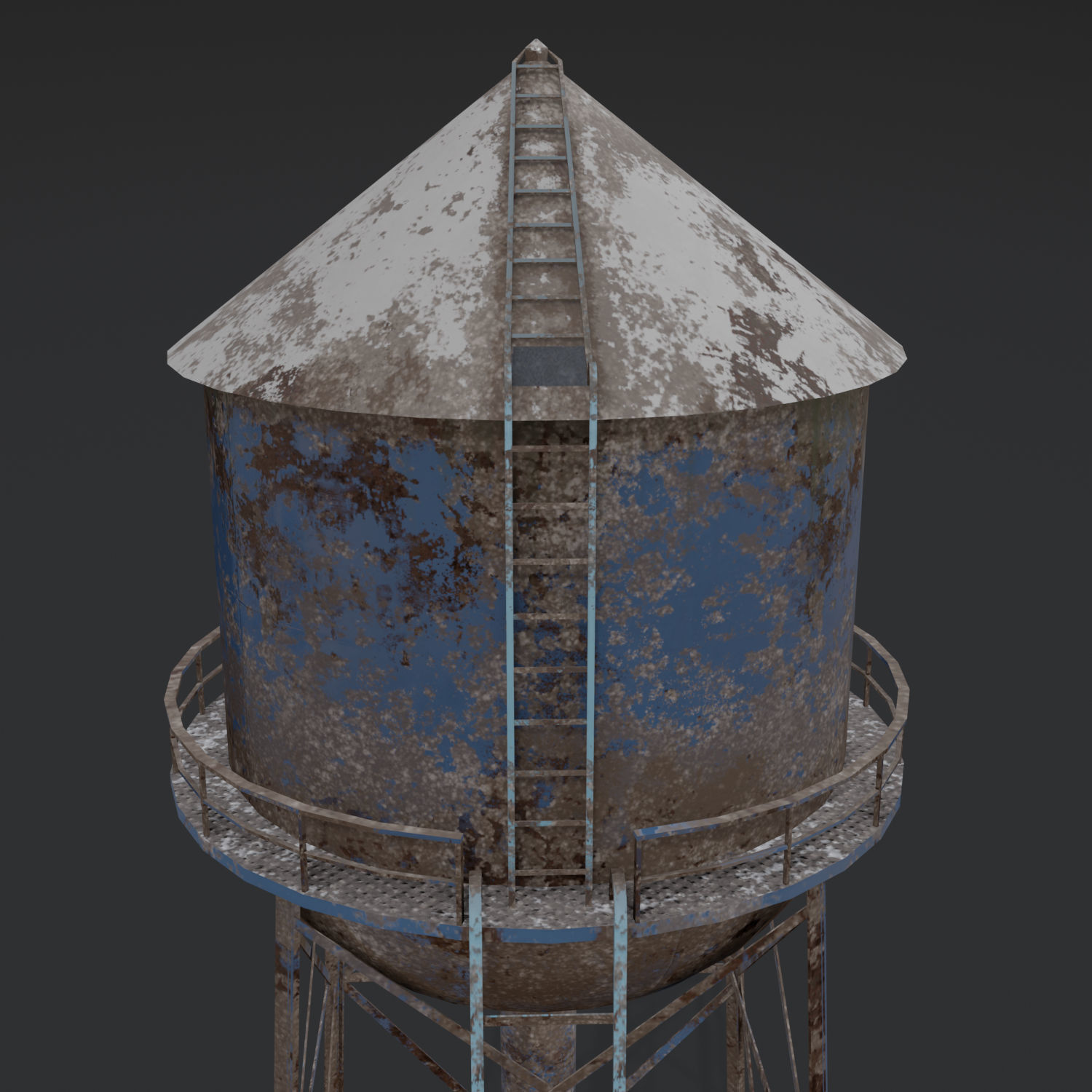 Old water tower Free low-poly 3D model_4