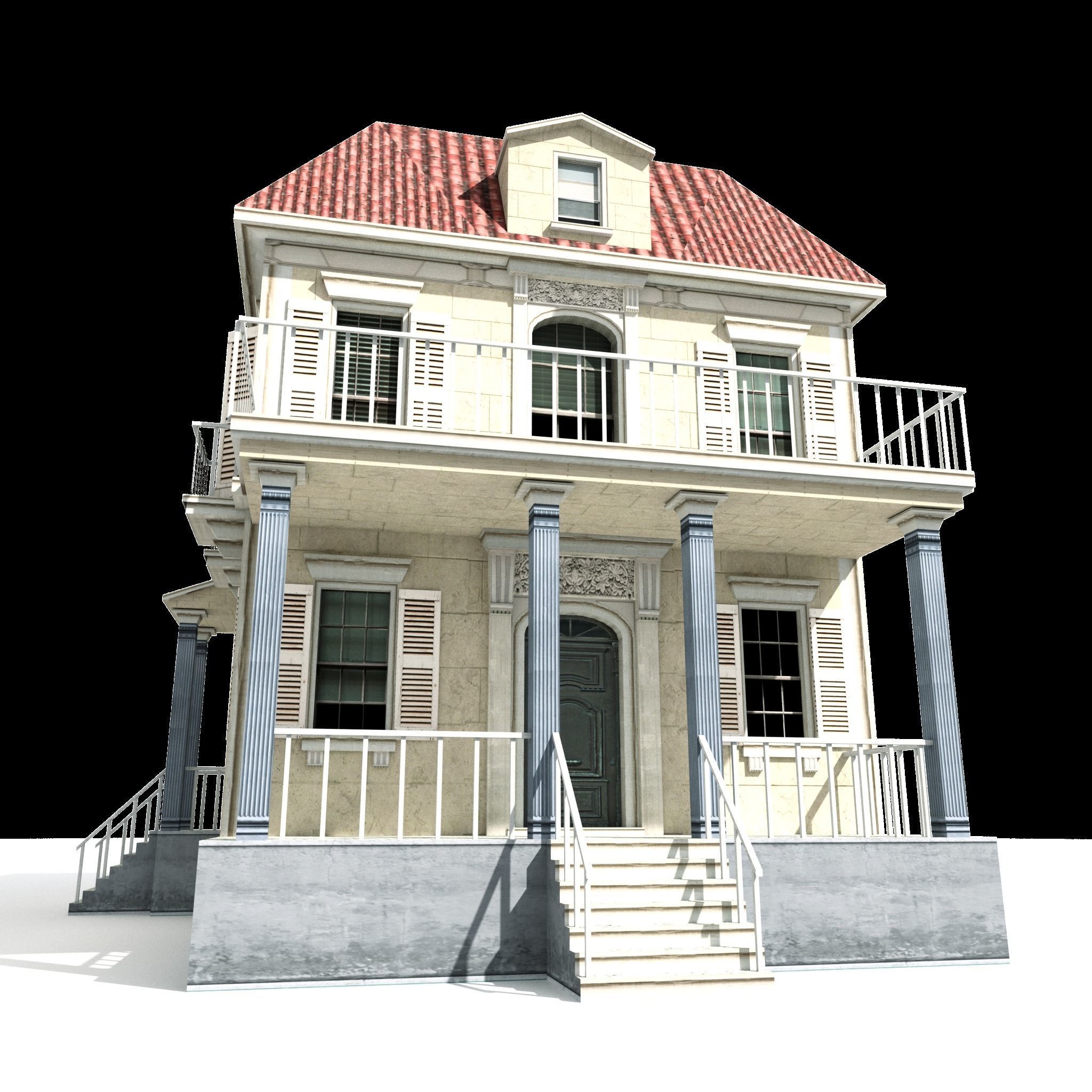 Residential house 02 Low-poly 3D model_9