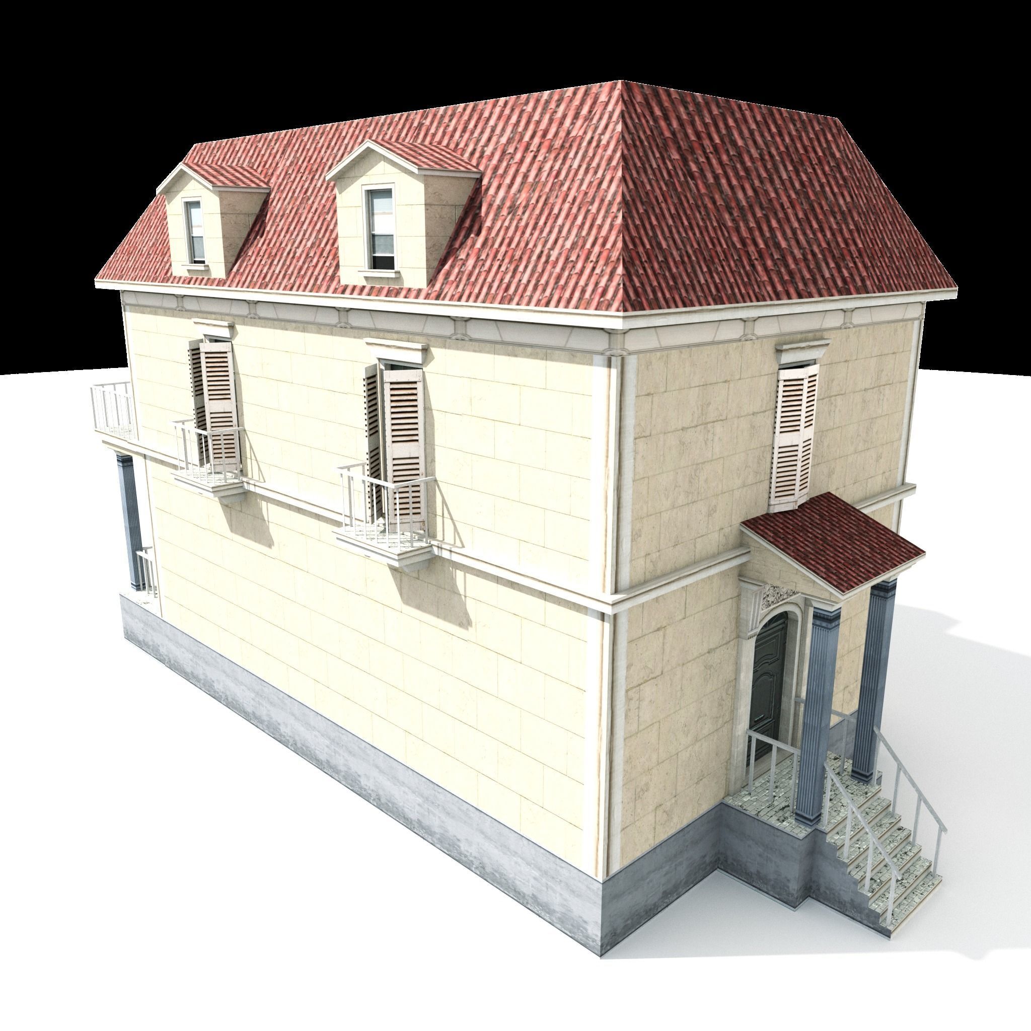 Residential house 02 Low-poly 3D model_12